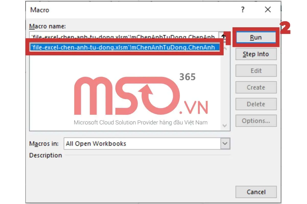 Cách chèn nhiều hình ảnh cùng lúc vào ô Excel bằng Macro