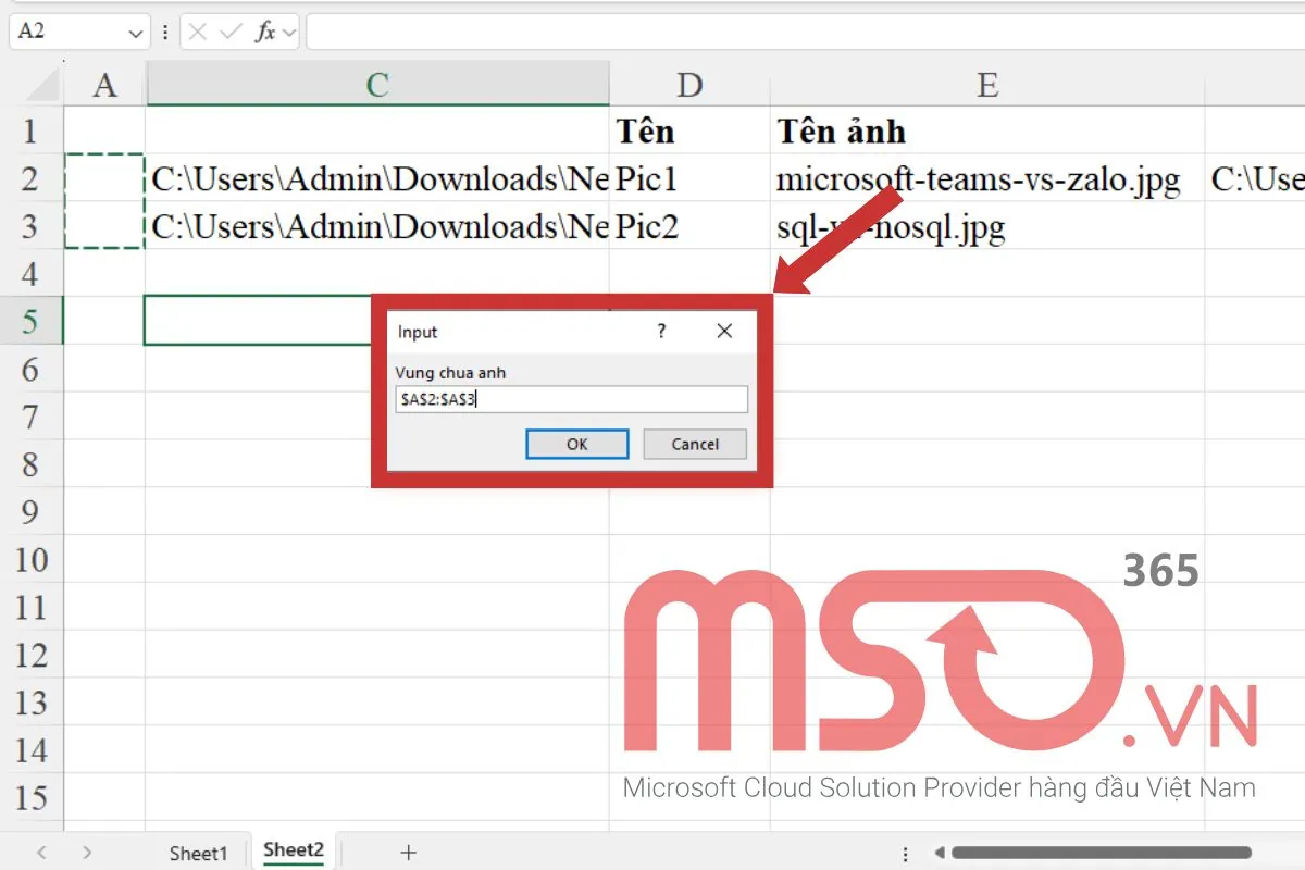 Cách chèn nhiều hình ảnh cùng lúc vào ô Excel bằng Macro