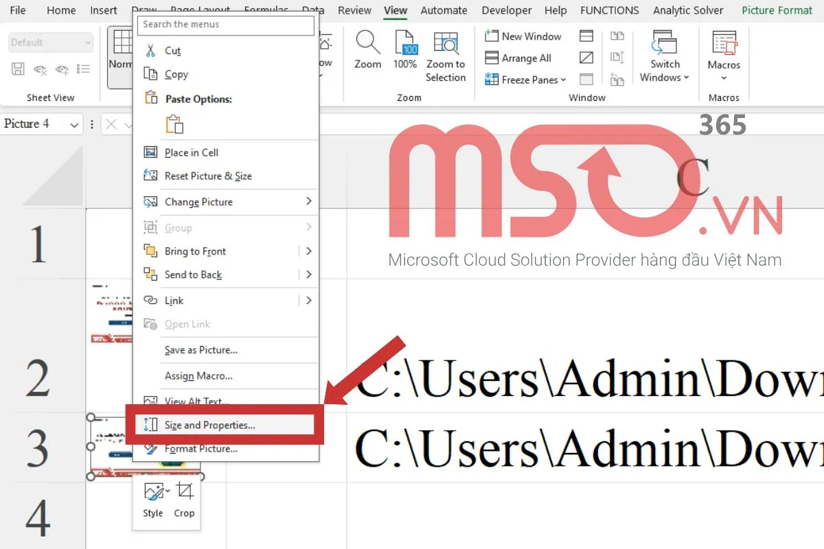 Hướng dẫn cố định hình ảnh trong Microsoft Excel