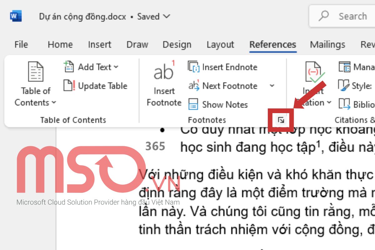 Cách chuyển đổi giữa Footnote và Endnote bằng References