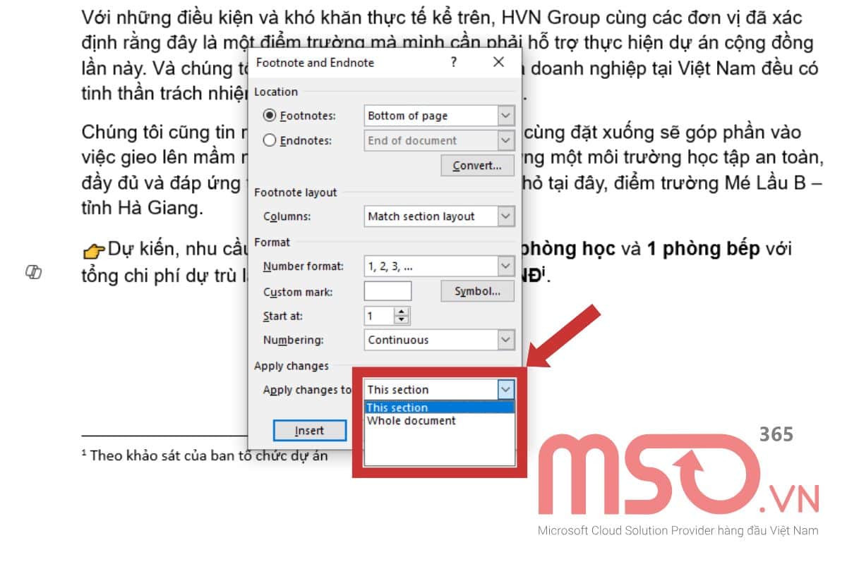 Cách chuyển đổi giữa Footnote và Endnote bằng References