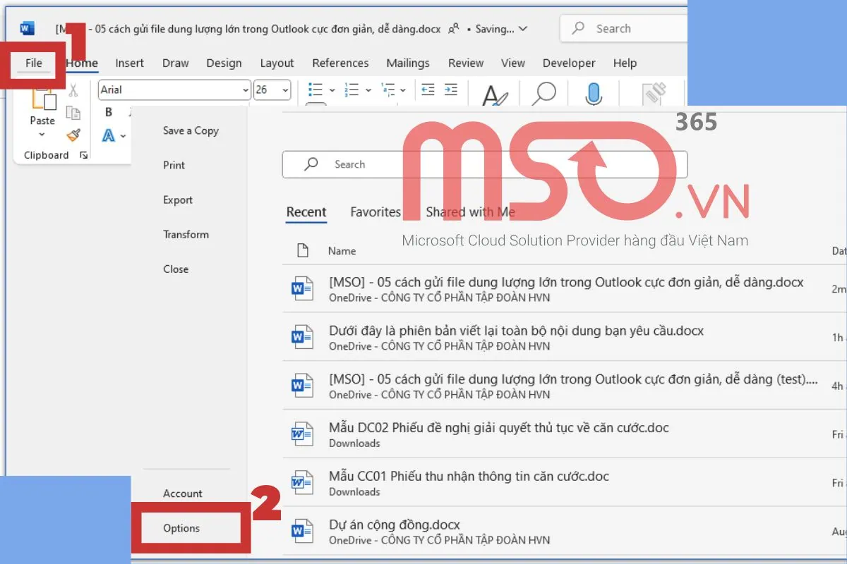 Bật AutoSave Word và AutoRecover Word để ngăn mất file Word chưa lưu