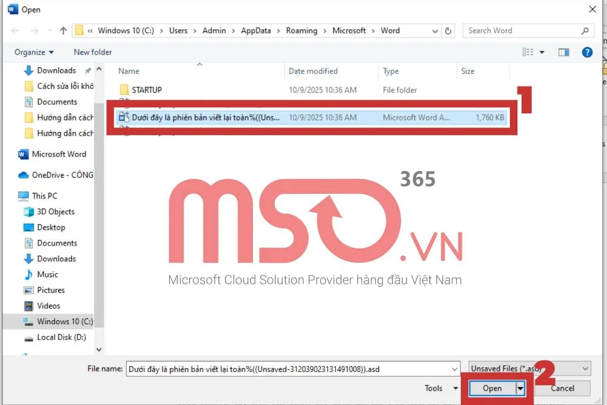 Cách lấy lại file Word chưa lưu, quên lưu đơn giản nhất