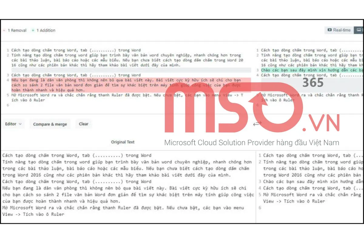 Các cách tìm điểm khác nhau giữa 2 file Word đơn giản nhất