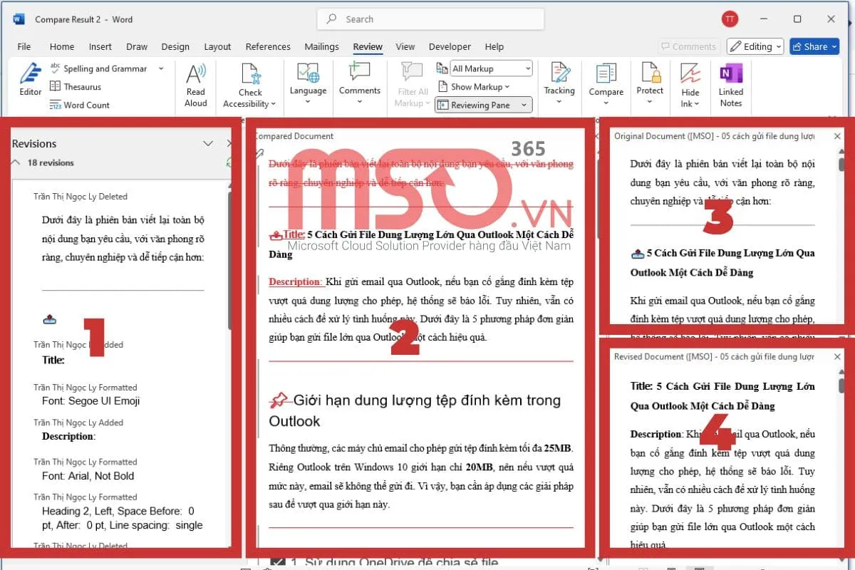Các cách tìm điểm khác nhau giữa 2 file Word đơn giản nhất