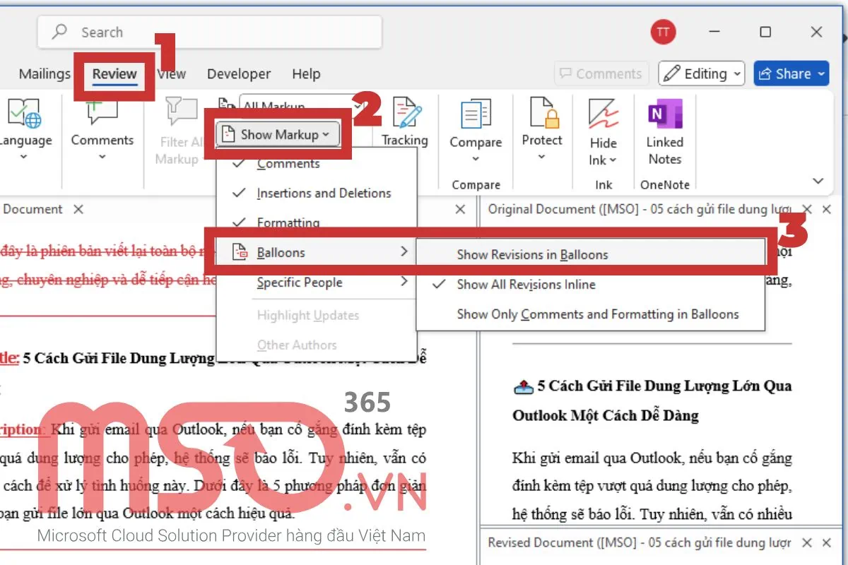 Các cách tìm điểm khác nhau giữa 2 file Word đơn giản nhất