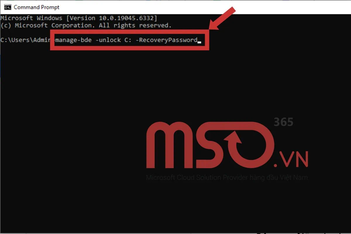 Cách mở khóa BitLocker Win 11/10 từ Command Prompt