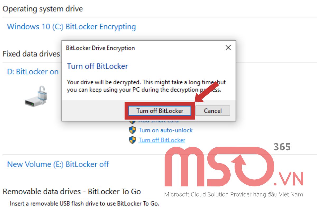 Cách mở khóa BitLocker Win 10/11 qua Settings