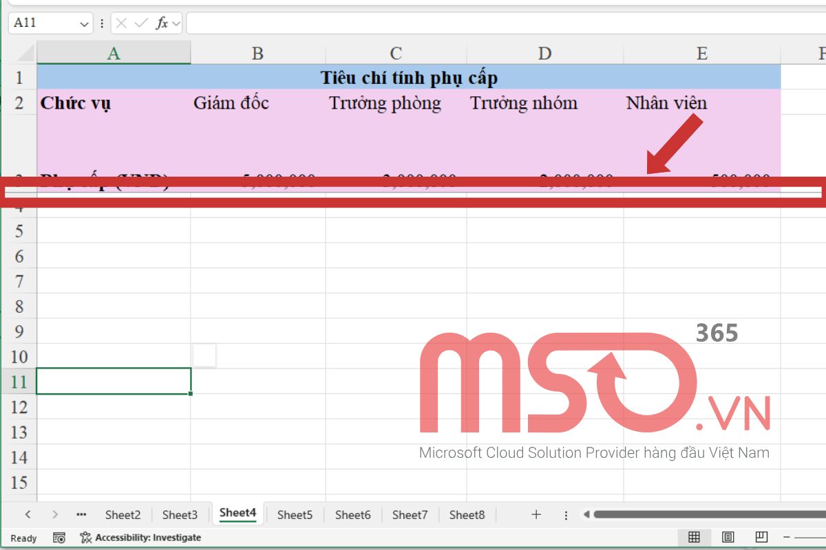 Cách cố định dòng trong Excel cho nhiều dòng