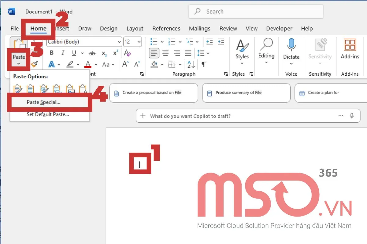 Cách copy Excel sang Word bằng lệnh Copy, Paste và Paste Special