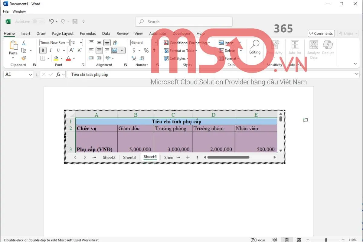 Cách copy Excel sang Word bằng lệnh Copy, Paste và Paste Special