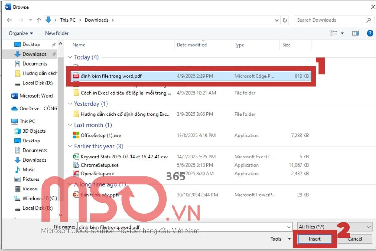 Cách đính kèm, chèn và ghép file PDF vào Word với toàn bộ file