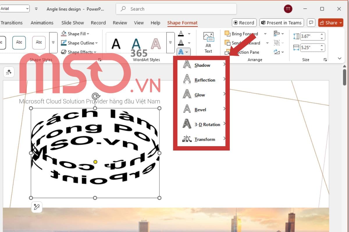 Cách làm chữ cong trong PowerPoint đơn giản và nhanh chóng