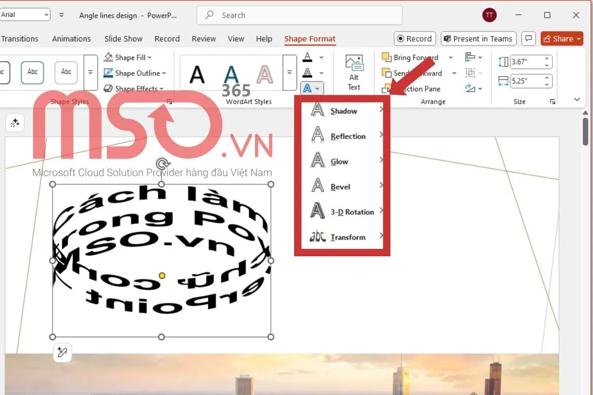 Cách làm chữ cong trong PowerPoint đơn giản và nhanh chóng