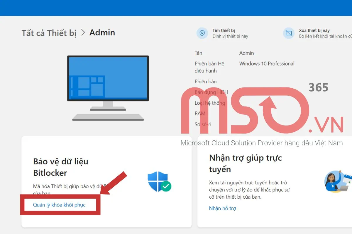 Cách tìm khóa BitLocker Recovery Key của ổ cứng