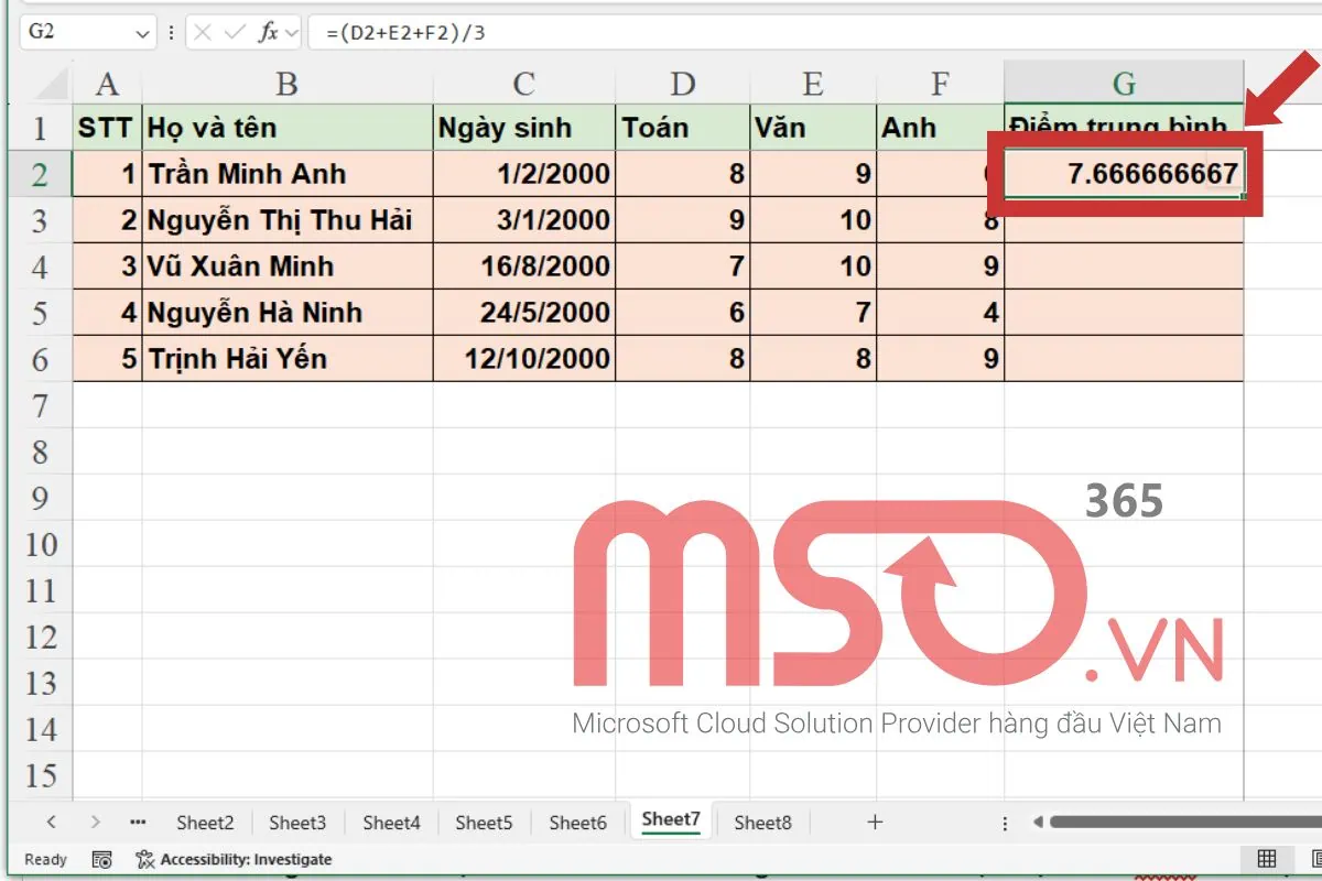 Cách tính trung bình cộng trong Excel đơn giản nhất