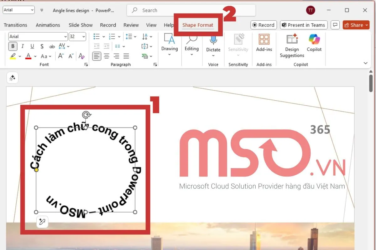 Cách tùy chỉnh hiệu ứng chữ cong trong PowerPoint