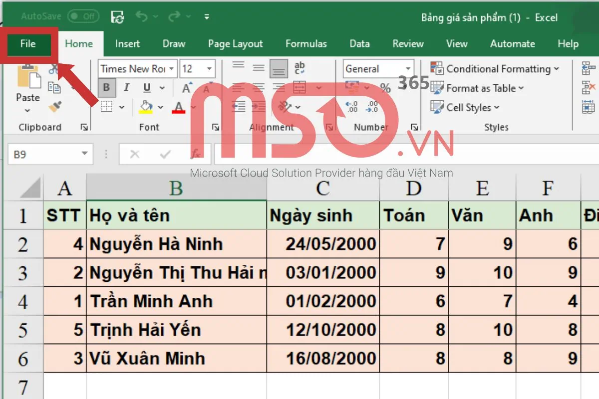 Chuyển dấu phẩy thành dấu chấm trong Excel trên phần mềm Excel