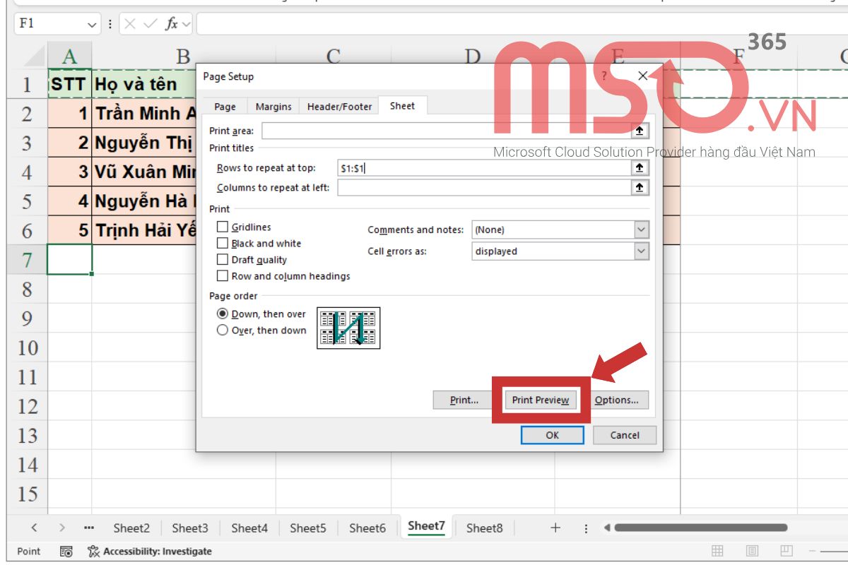 Hướng dẫn cách in Excel có tiêu đề đơn giản nhất