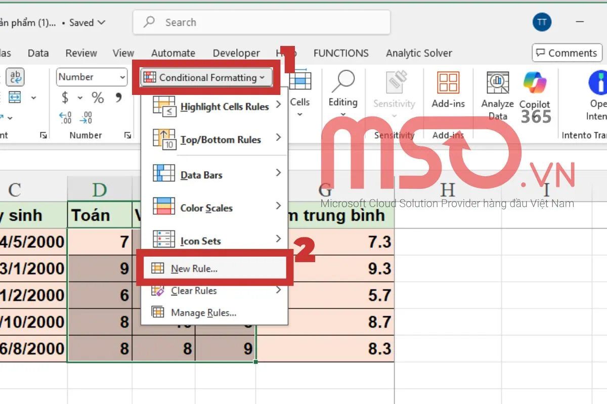 Hướng dẫn cách sử dụng Conditional Formatting trong Excel cơ bản