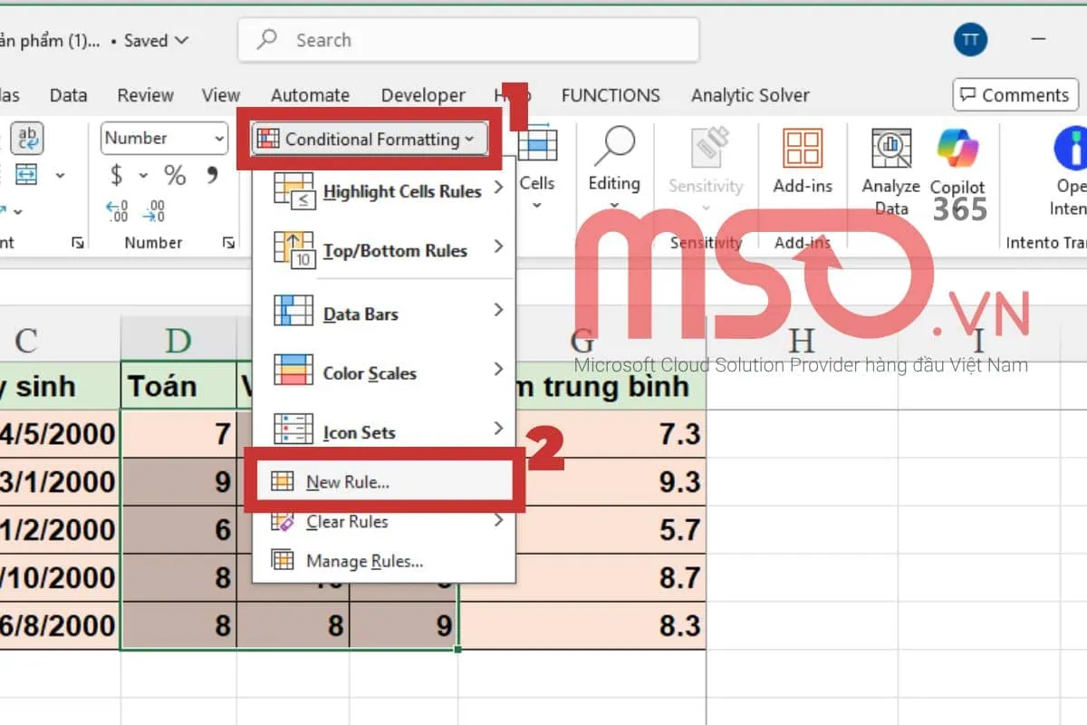 Hướng dẫn cách sử dụng Conditional Formatting trong Excel cơ bản