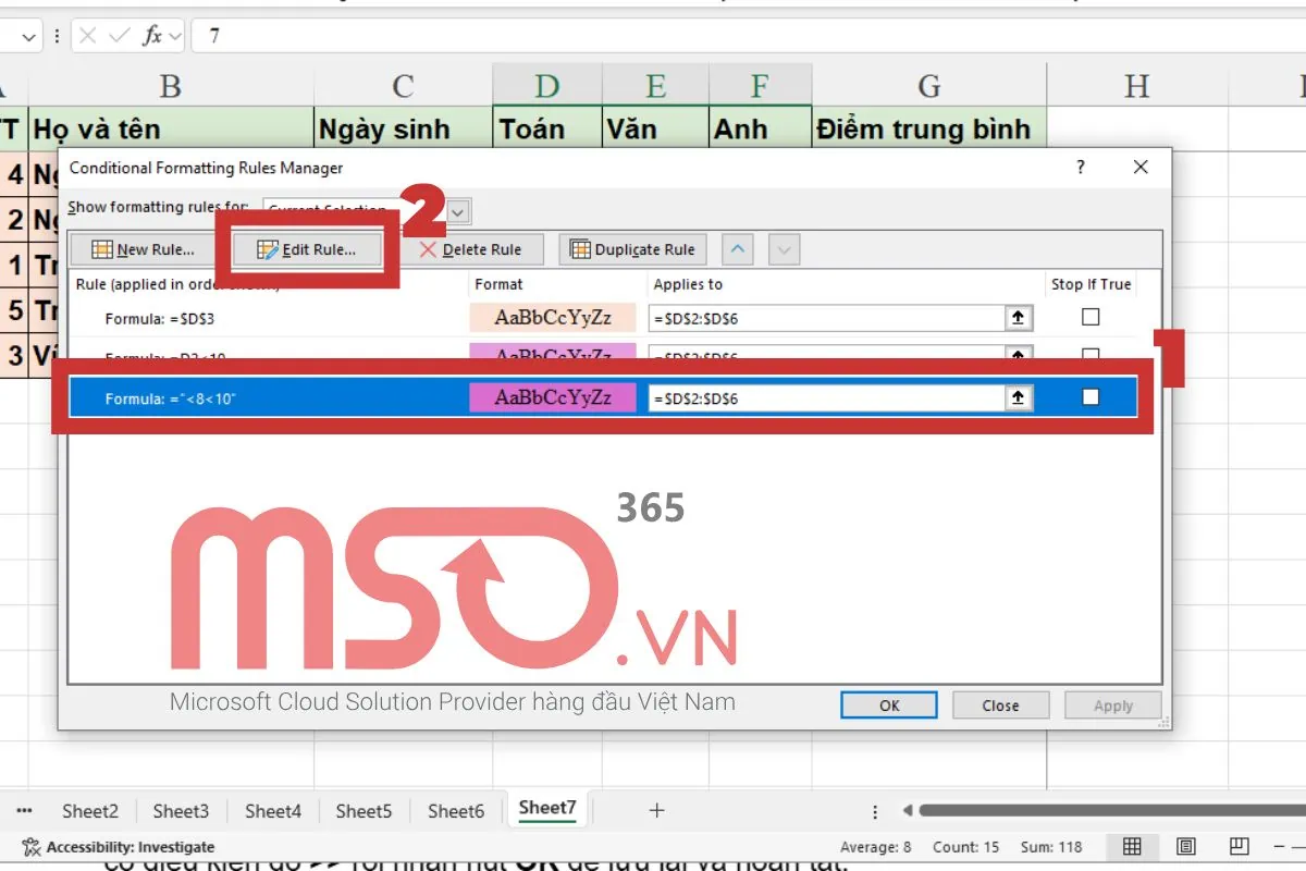 Hướng dẫn cách sử dụng Conditional Formatting trong Excel cơ bản
