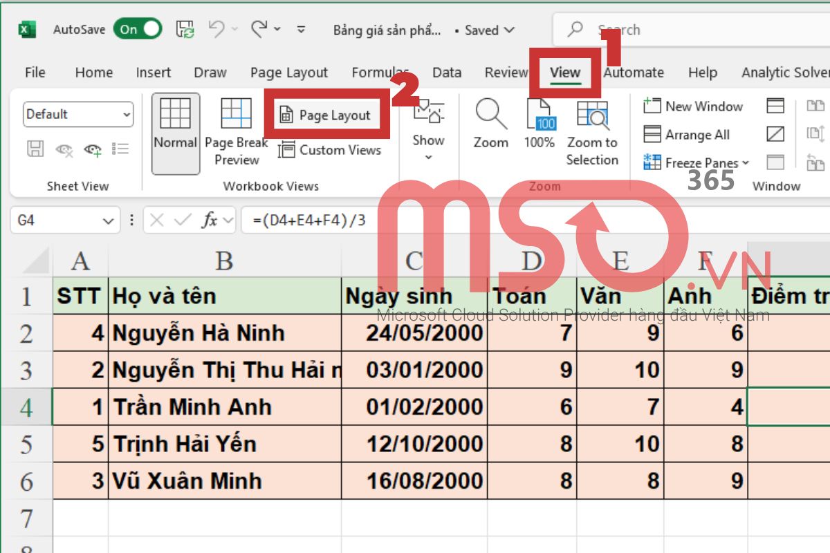 4 cách đánh số trang trong Excel tự động đơn giản nhất