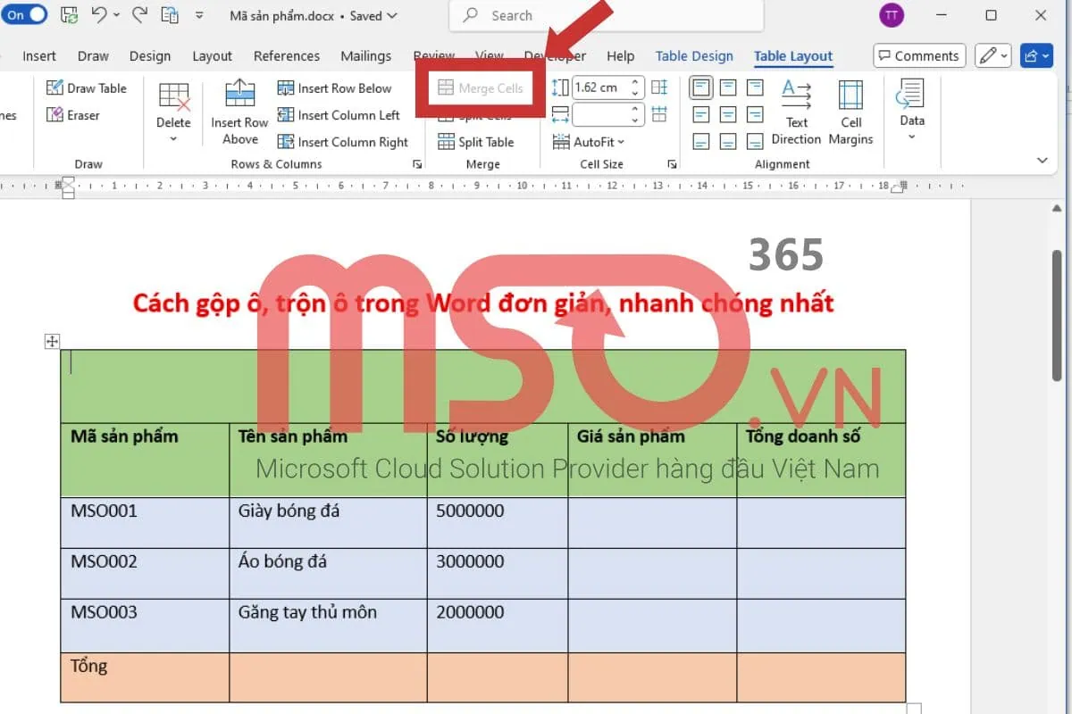 Các cách gộp ô trong Word đơn giản, nhanh chóng nhất