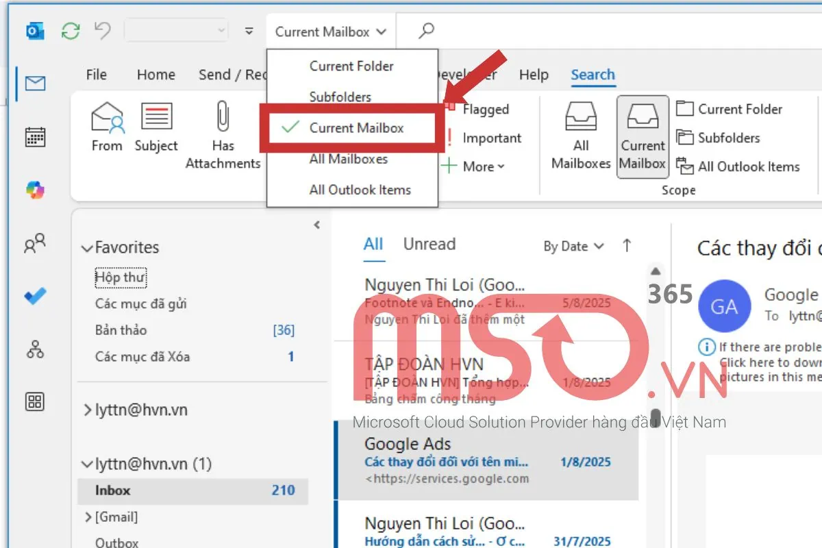Khoanh vùng tìm kiếm trong các thư mục cụ thể