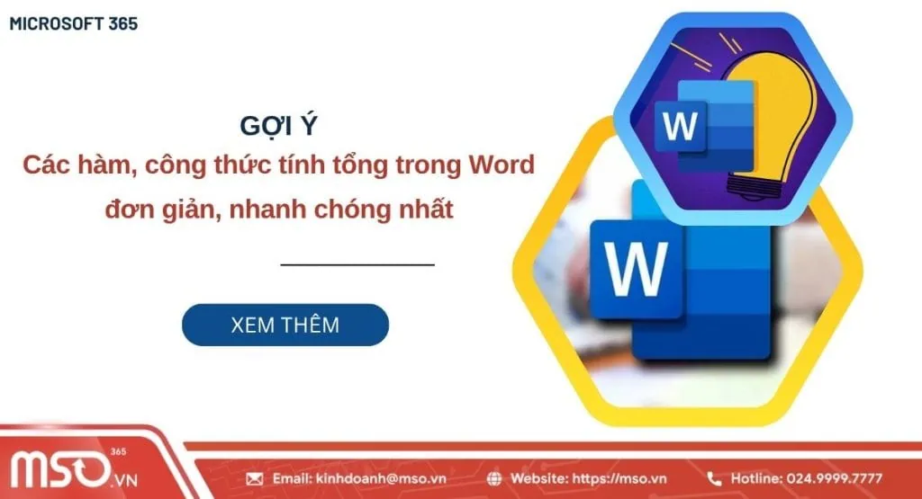 công thức tính tổng trong word