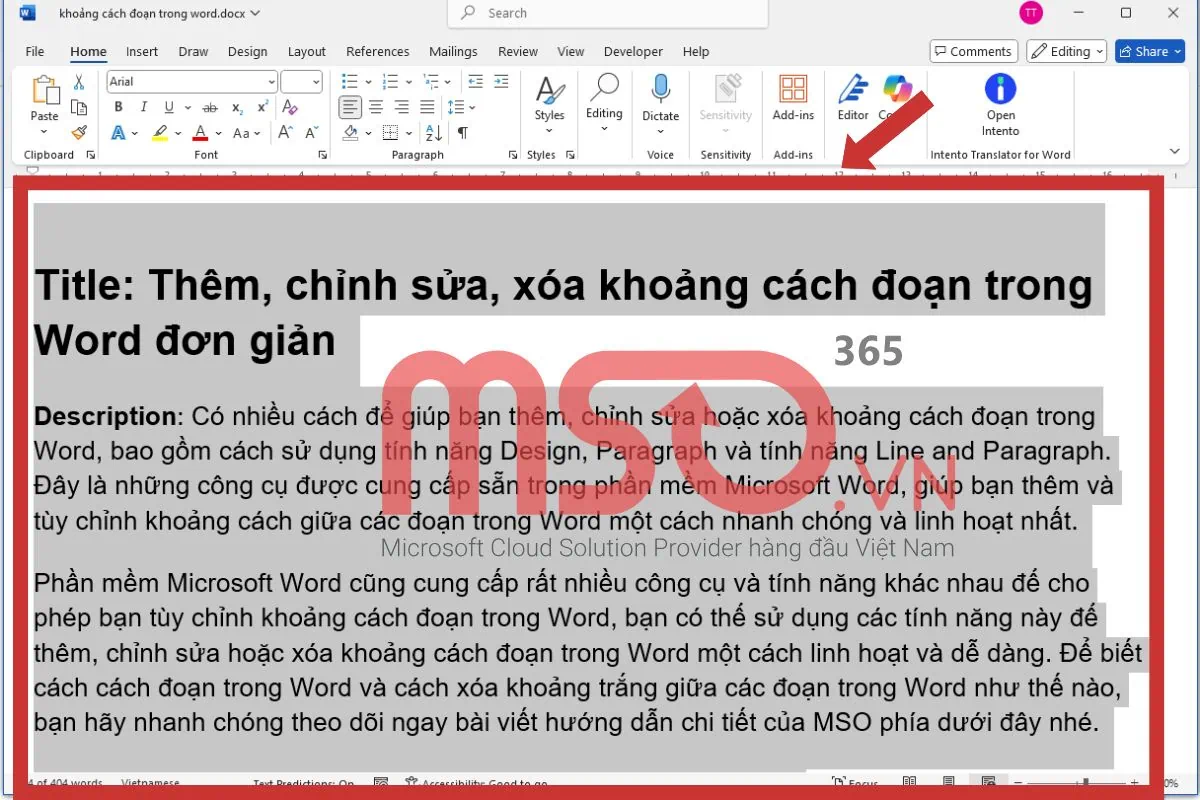 Cách chỉnh sửa khoảng cách đoạn trong Word bằng Line & Paragraph