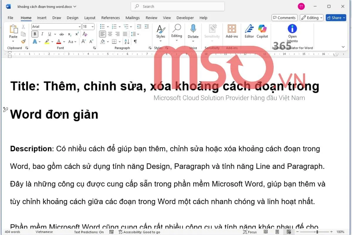 Cách chỉnh sửa khoảng cách đoạn trong Word bằng Line & Paragraph