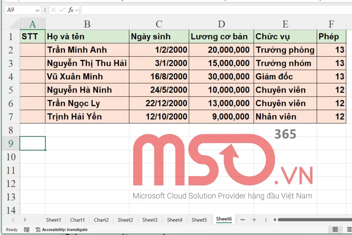 Cách đánh số thứ tự trong Excel khi xóa dòng nhanh nhất