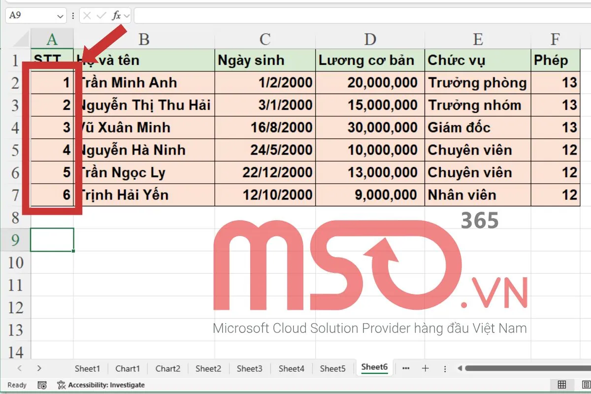 Cách đánh số thứ tự tự nhảy trong Excel khi xóa dòng nhanh nhất