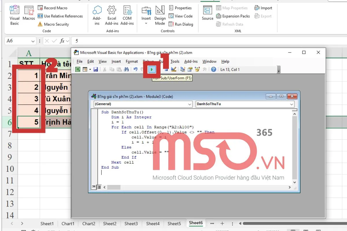 Cách đánh số thứ tự tự nhảy trong Excel khi xóa dòng nhanh nhất