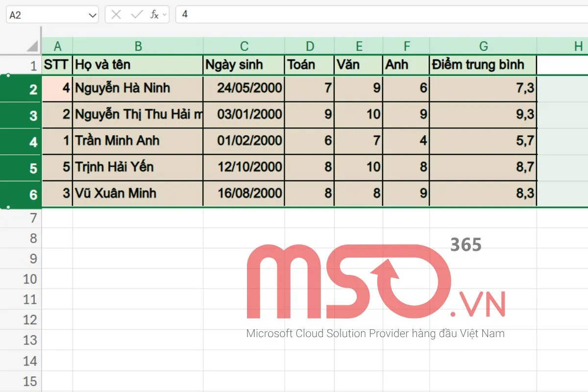 Cách giãn dòng trong Excel nhanh bằng chuột máy tính