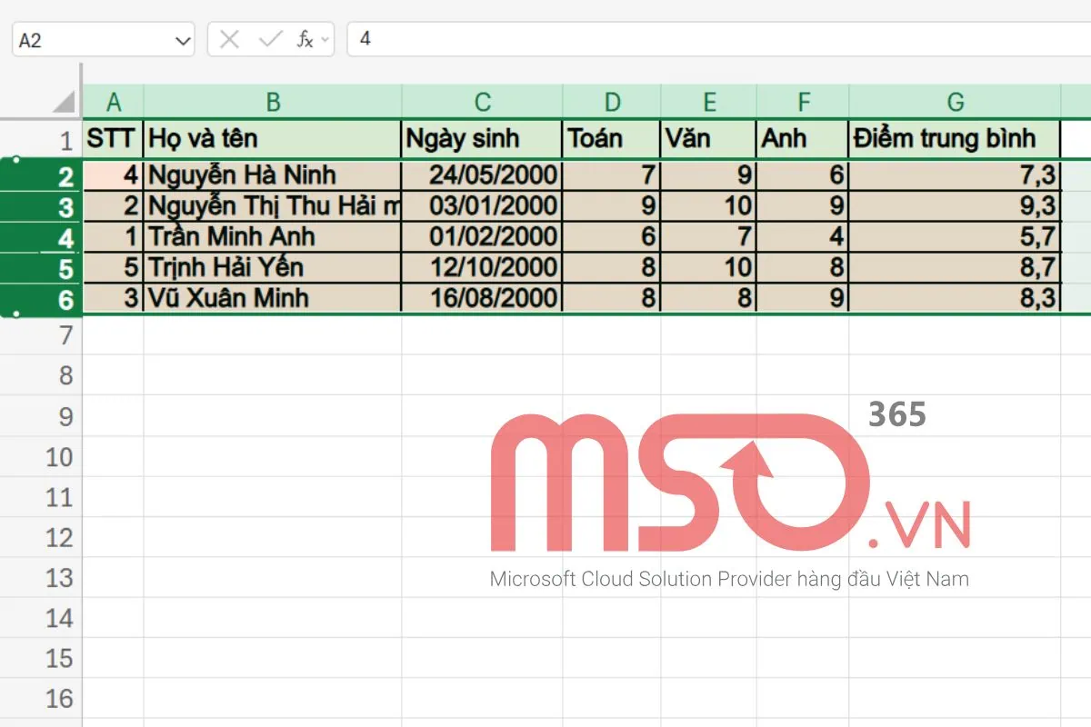 Cách giãn dòng trong Excel nhanh bằng chuột máy tính