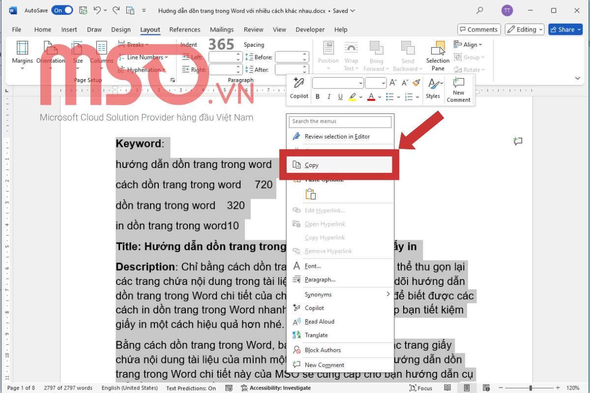 Cách gộp nhiều file Word thành 1 file bằng copy paste