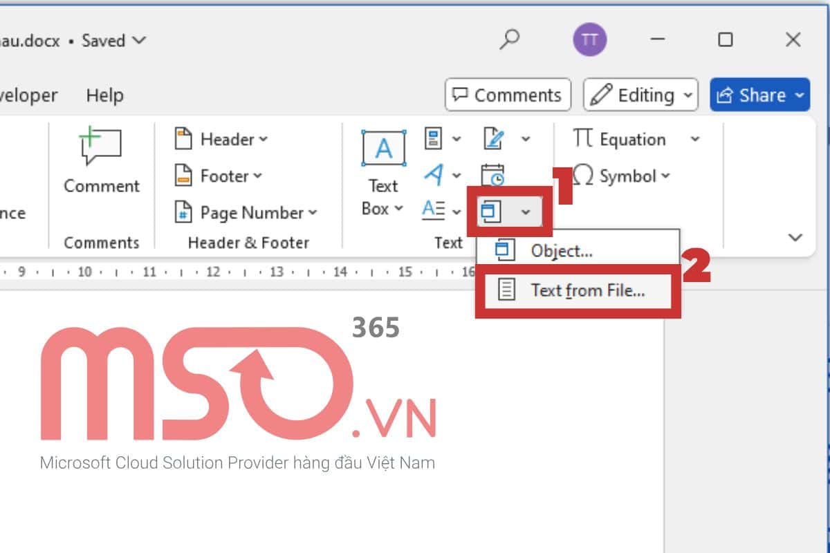 Cách gộp nhiều file Word thành 1 file trực tiếp bằng Insert Text from File