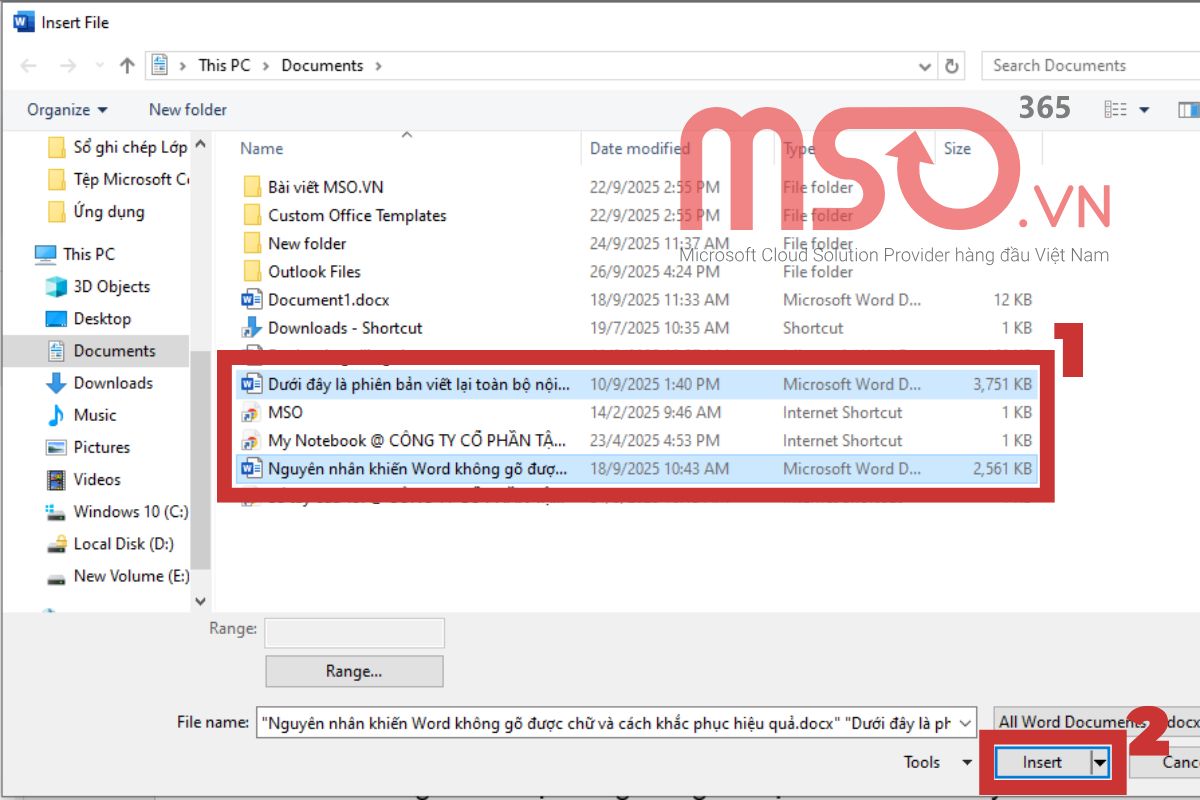 Cách gộp nhiều file Word thành 1 file trực tiếp bằng Insert Text from File