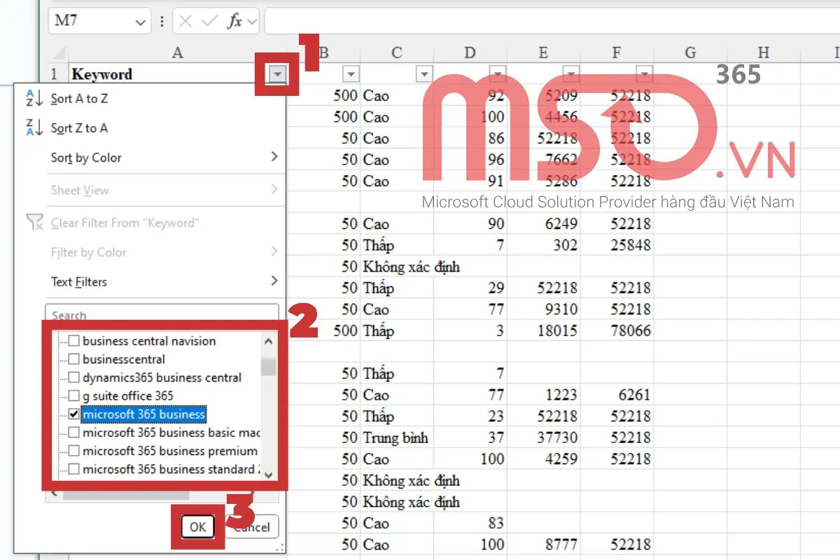Cách lọc dữ liệu trong Excel bằng tính năng Filter