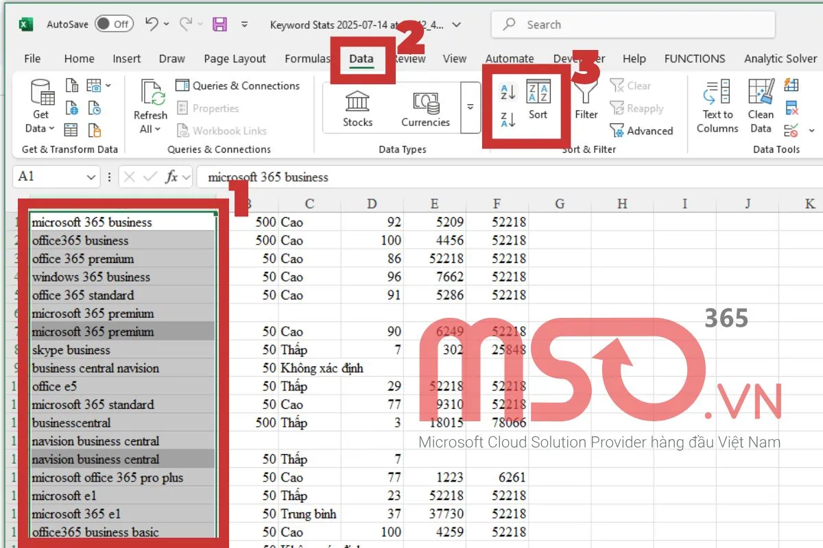 Cách Sort trong Excel có Merge bằng cách hủy hợp nhất tất cả các ô trước