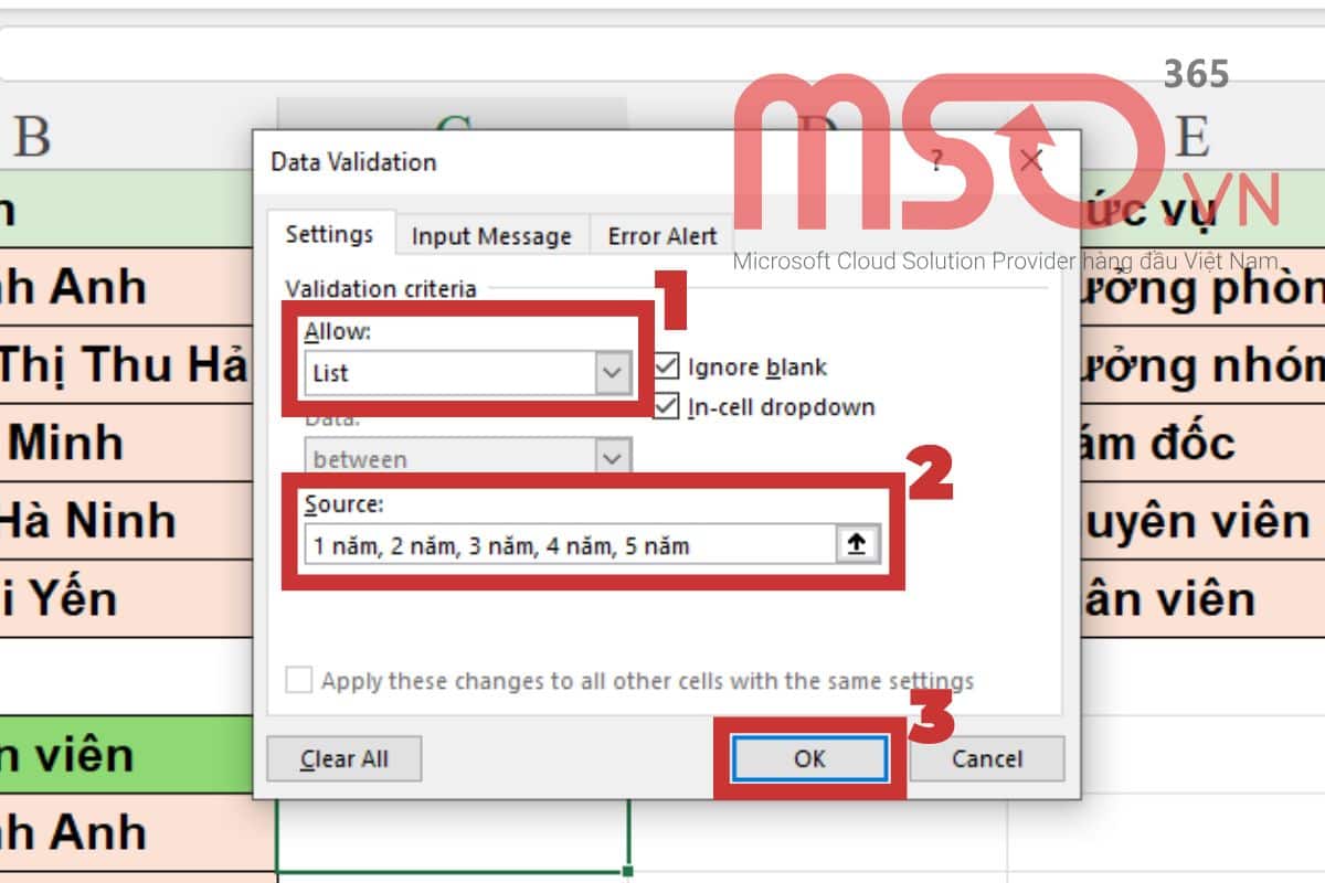 Hướng dẫn cách tạo Drop List trong Excel với dữ liệu tự nhập