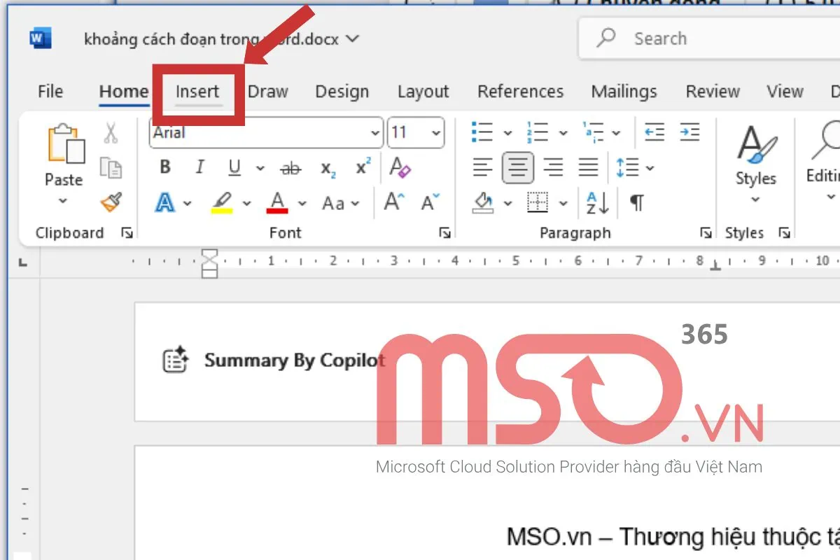 Cách thêm dòng cho Header và Footer trong Word bằng tab Insert