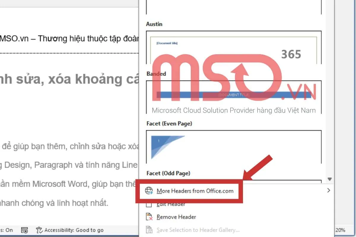 Cách thêm dòng cho Header và Footer trong Word bằng tab Insert