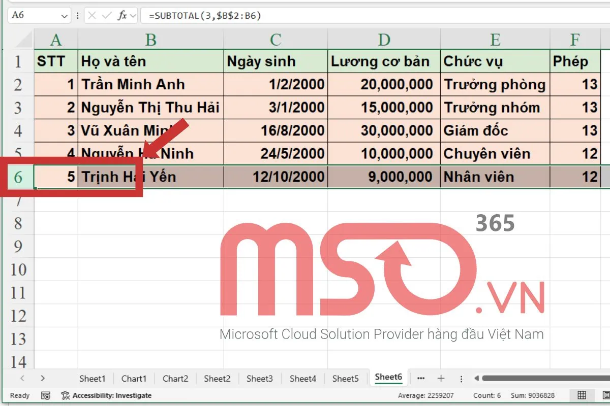 Cách tự động đánh số thứ tự trong Excel khi xóa dòng nhanh nhất