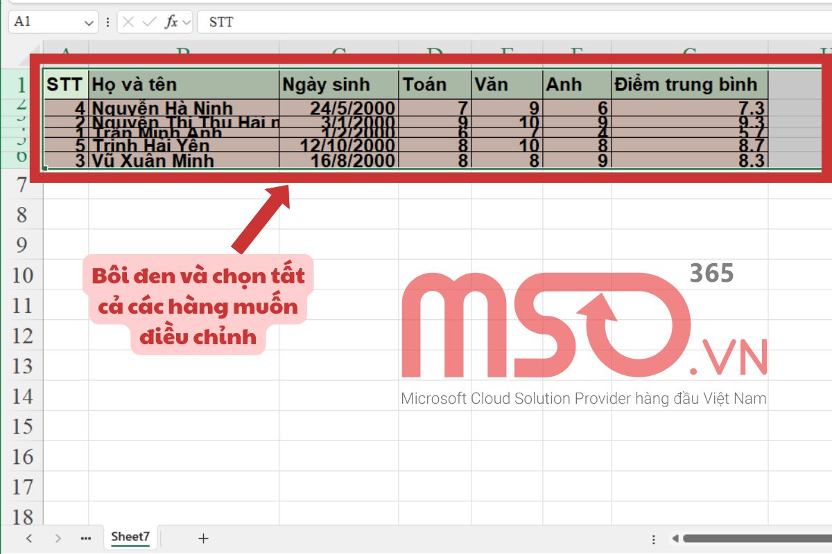 Cách tự giãn dòng trong Excel bằng tính năng AutoFit