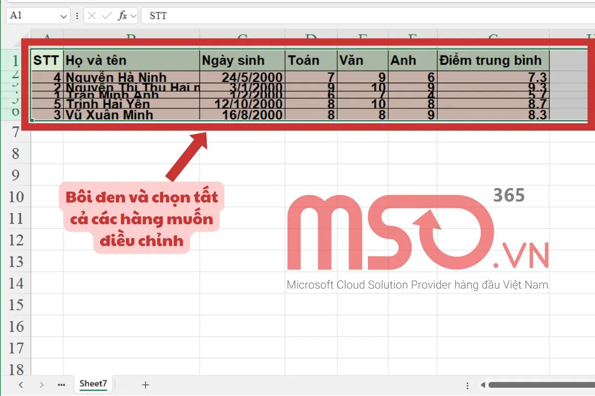 Cách tự giãn dòng trong Excel bằng tính năng AutoFit