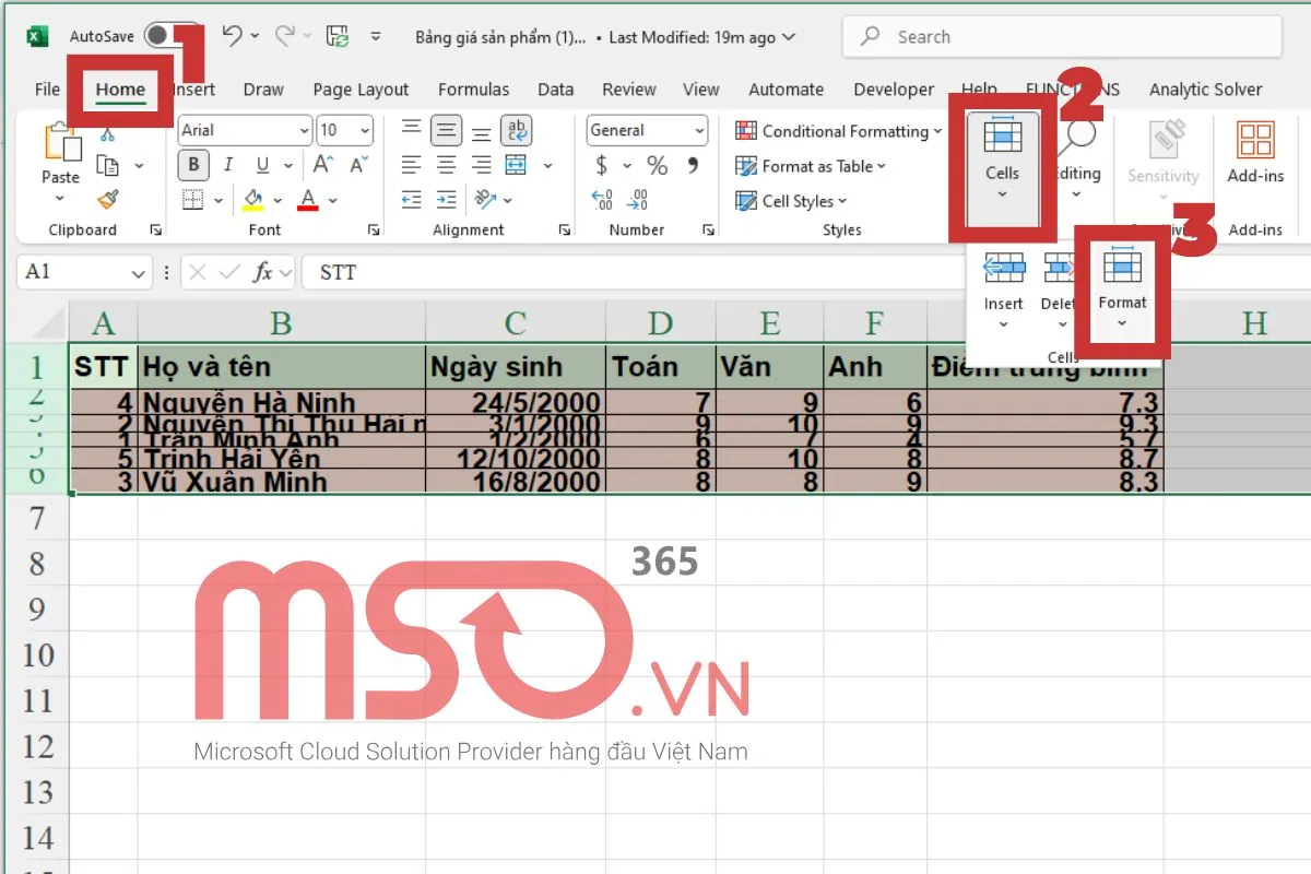 Cách tự giãn dòng trong Excel bằng tính năng AutoFit