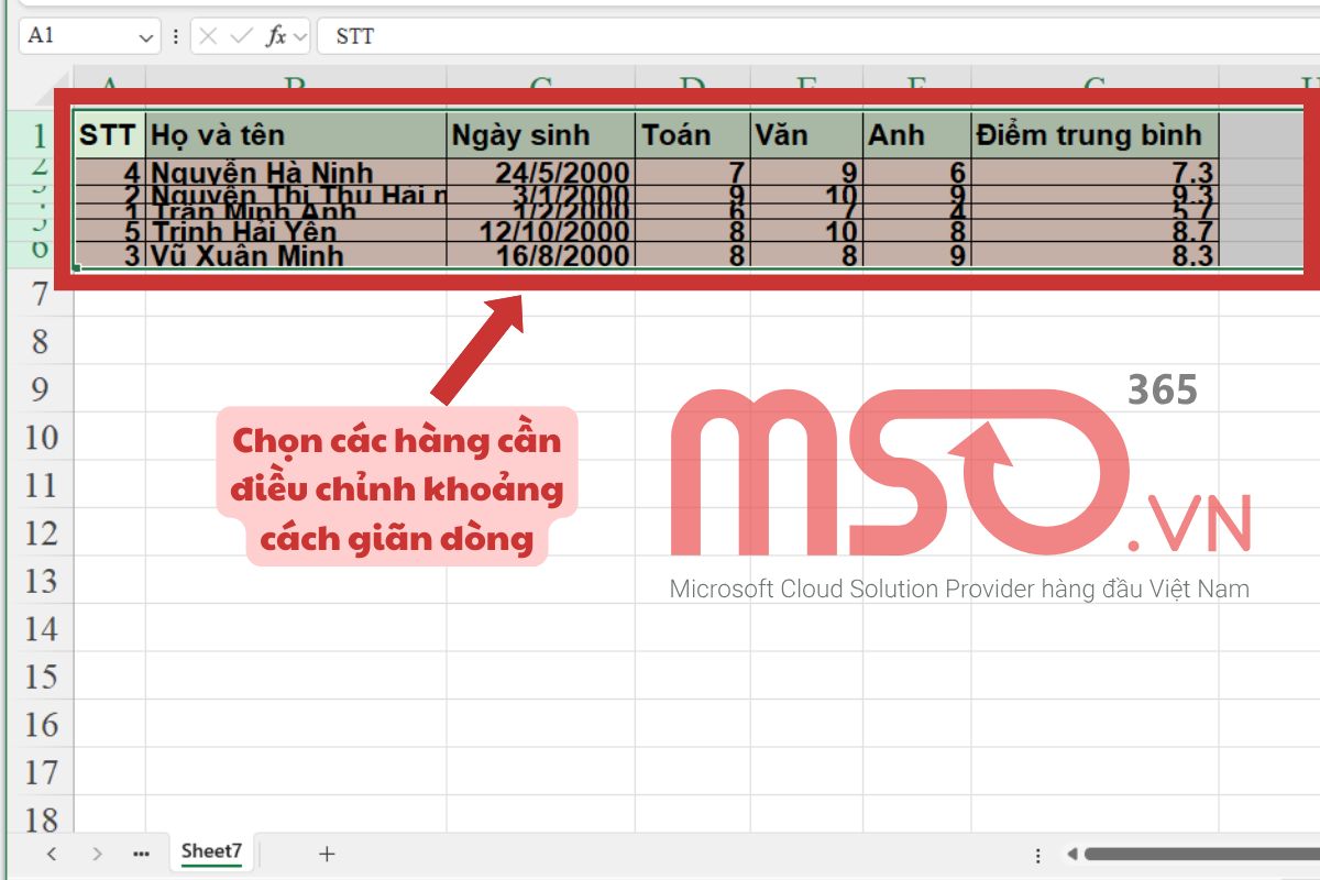 Cách tự giãn dòng trong Excel với kích thước tùy chỉnh